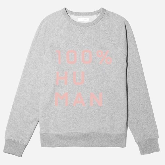 Everlane 100% Human Typography Grey Crewneck Sweatshirt Size Medium - Picture 2 of 8